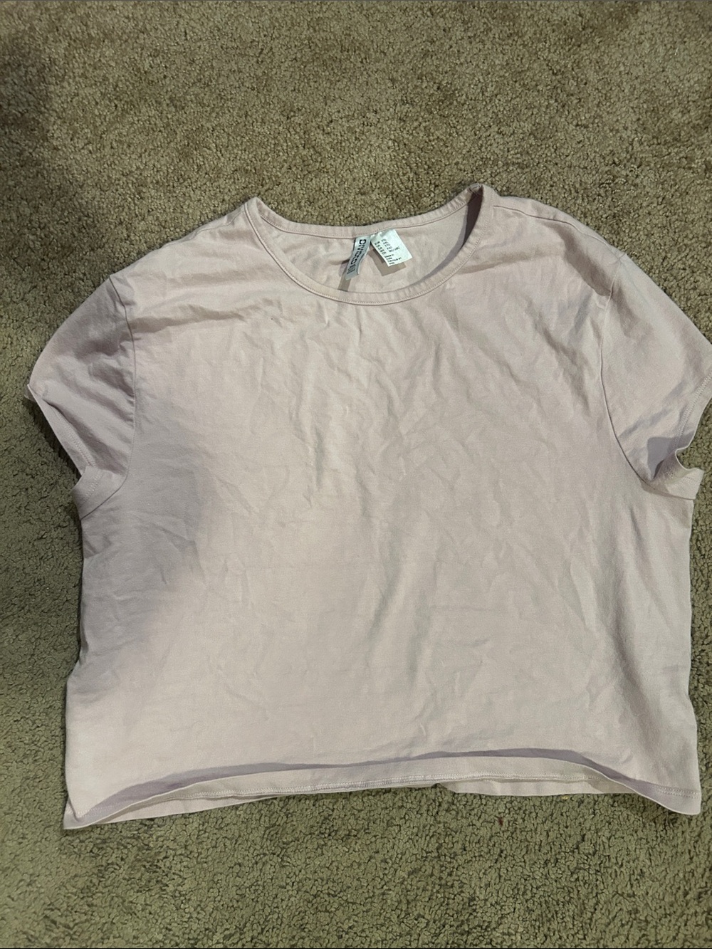 H&M Short Sleeve Scoop Tee - Pale Mauve Pink, cropped
